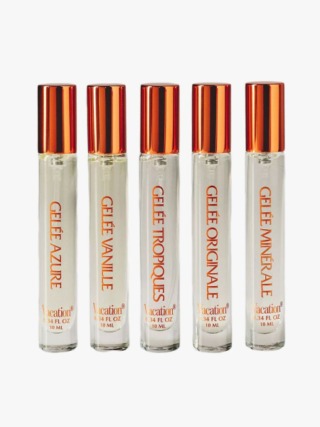 Vacation 100th Anniversary Orange Gelee Fragrance Collection in branded component on a light gray background